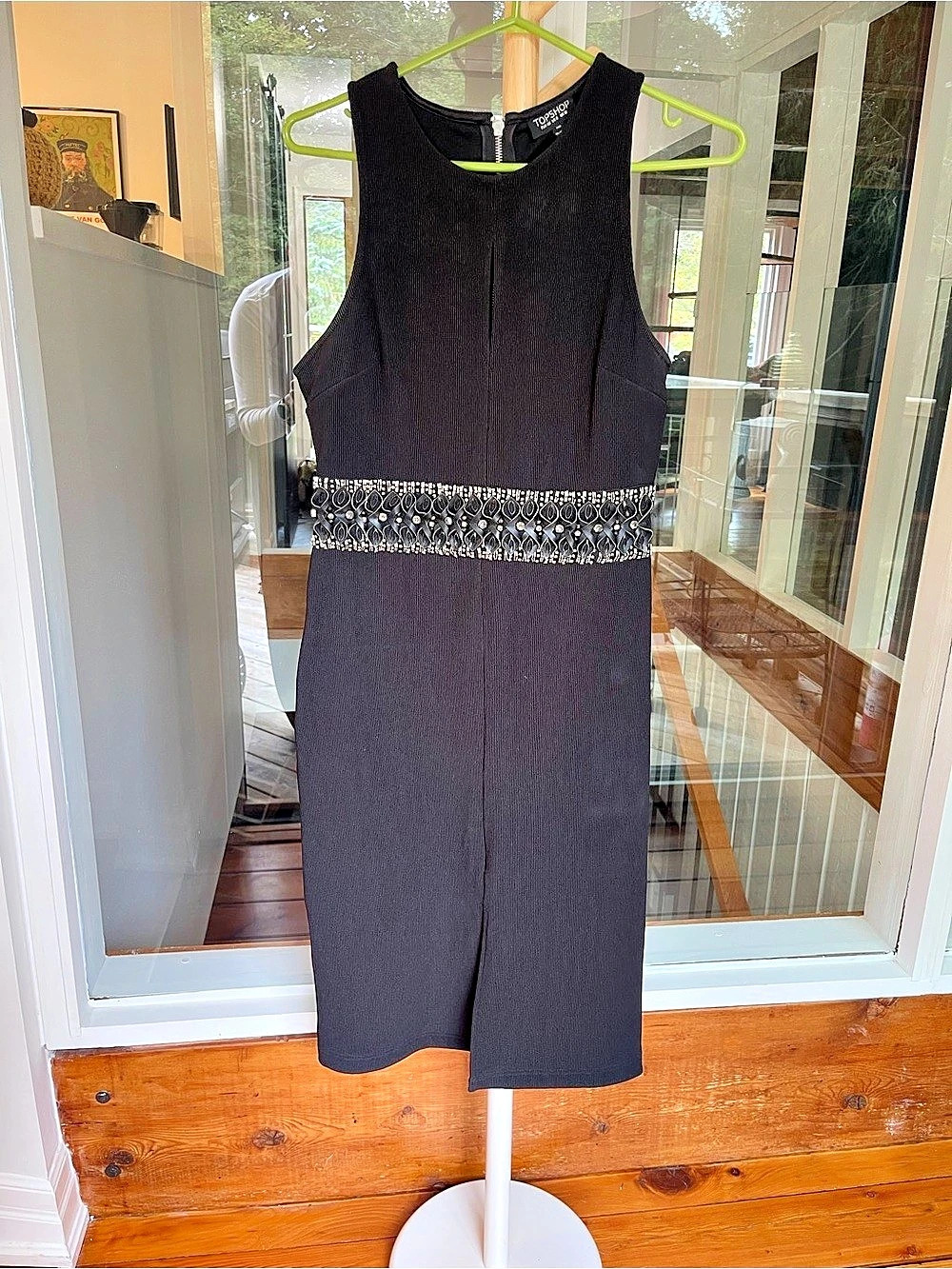 Topshop Black Embellished Dress Size 8 Like New